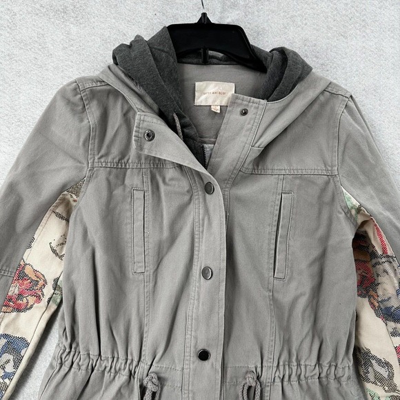 Skies Are Blue Jacket XS Embroidered Utility Gray Floral Barn Chore Coat - Picture 7 of 16